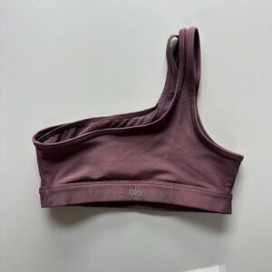 ALO Yoga Airlift Excite Mauve Mesh One Shoulder Asymmetric Sports Bra XS